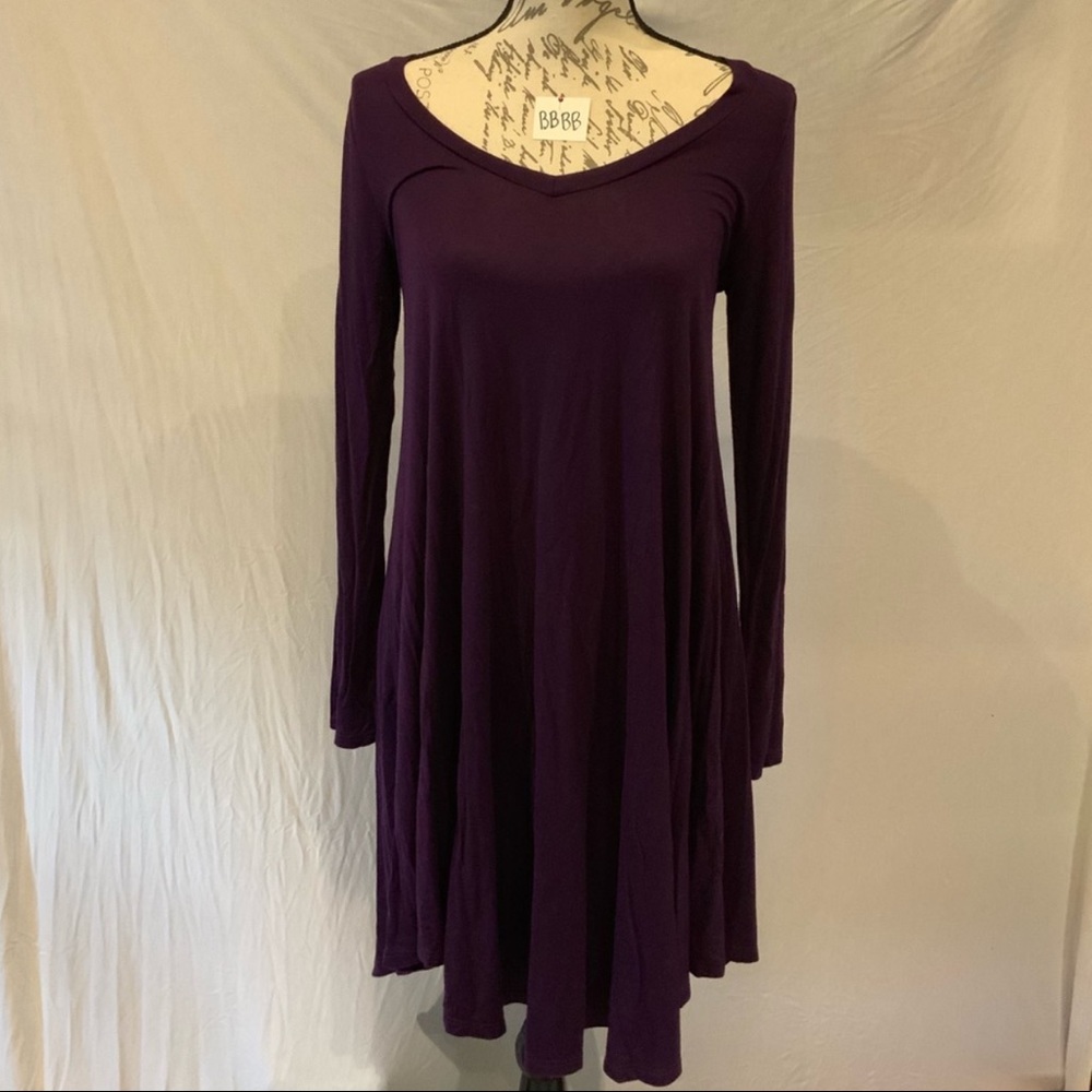 EUC-Reborn J eggplant long sleeve midi dress